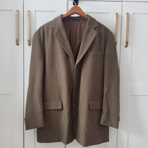 American Utex Blazer Mens 44L Brown Wool Blend Tweed Sport Coat Russia VTG